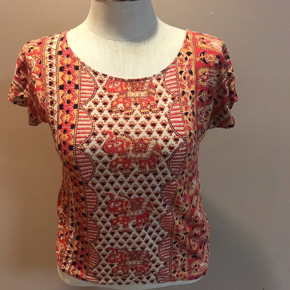 Lucky Brand 🍀 Bohemian Elephant Soft Short T-shirt